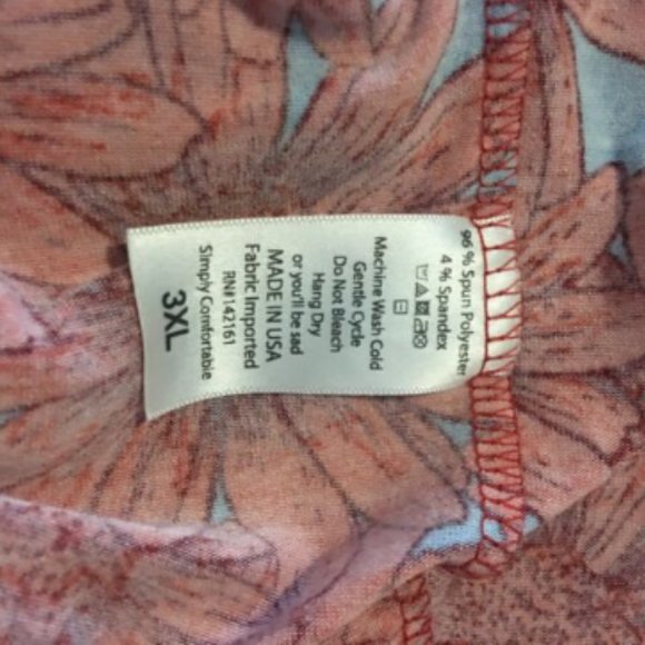 LulaRoe Julia Dress 3XL Red/Orange Flowers w/ Blue - Picture 6 of 6